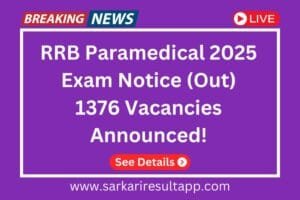 RRB Paramedical 2025 Exam Notice