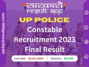 UP Police Constable Recruitment 2023 Final Result for 60244